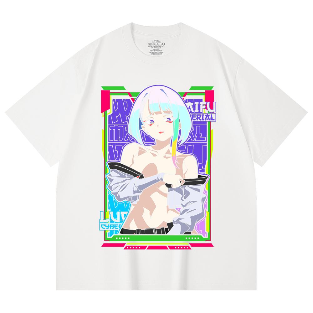 230 Gsm 100% Cotton Cyberpunk V11 Lucy Waifu Print Unisex Heavy Cotton T Shirt