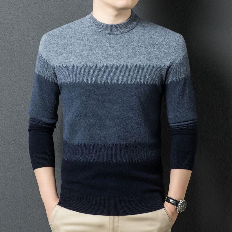

Fengxun Men s 100% Pure Wool Round Neck Sweater FXT5297 170