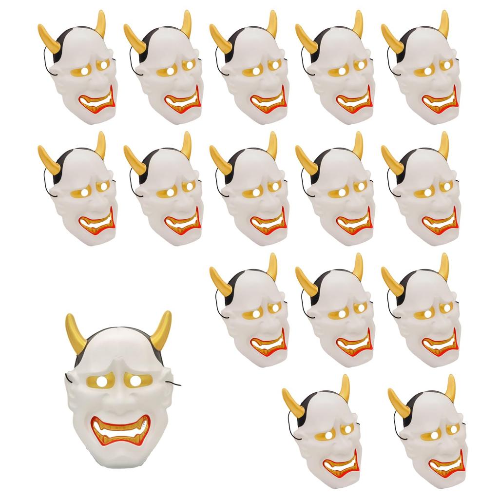 Castle Enterprises Hannya Masks Set of 16 Street and (White) [Japanese Souvenirs, Festivals, Events, Children's Parties, Stalls, Fairs]