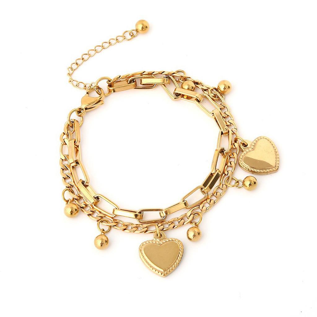 Cross border European and American peach heart super sparkling two-color bracelet, simple and elegant, versatile bracelet