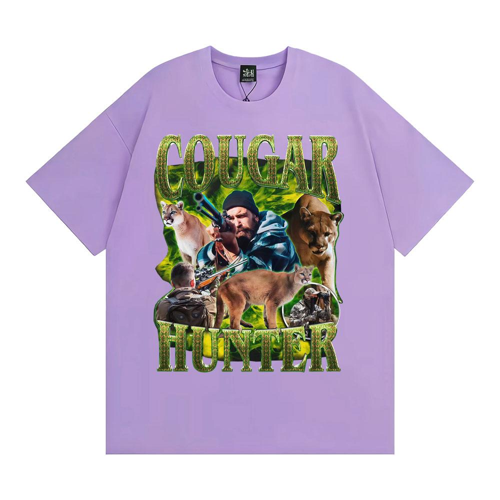 Funny 90s Cougar Hunter Vintage Y2K Graphic T Shirt Men Women Harajuku Humor Tops T-shirts Summer O-Neck Loose Oversized T-shirt