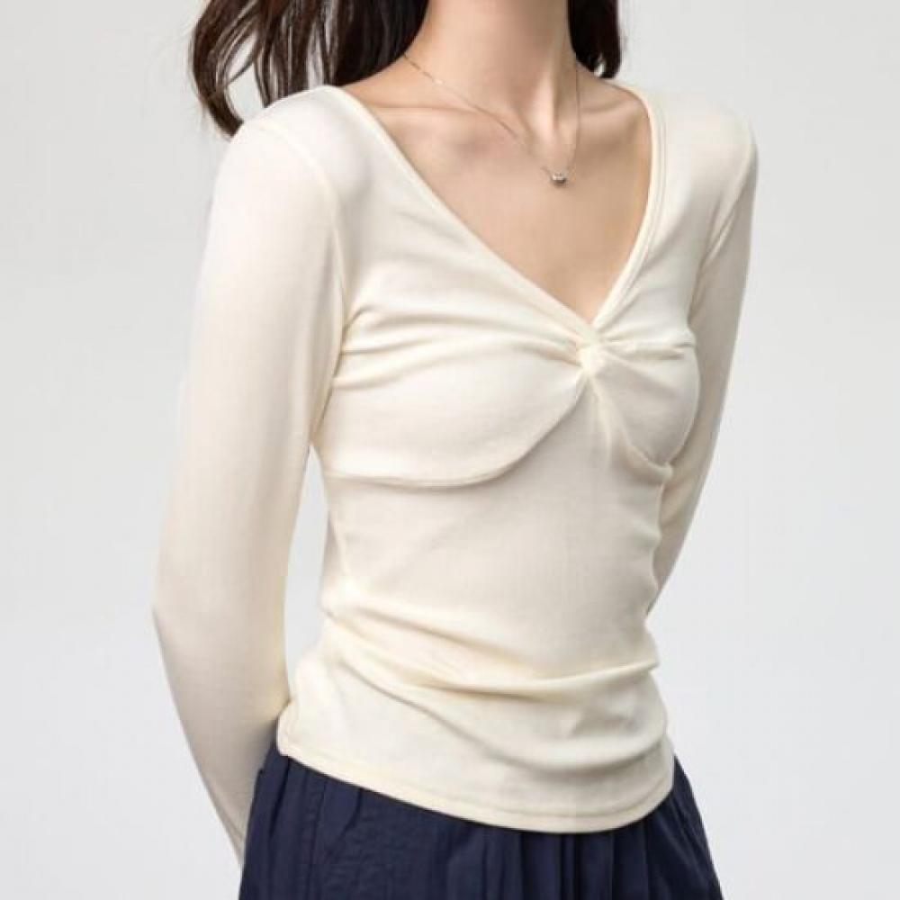 NaVaVa Women TwisTed V Neck Long sleeVe T shirT nT3016
