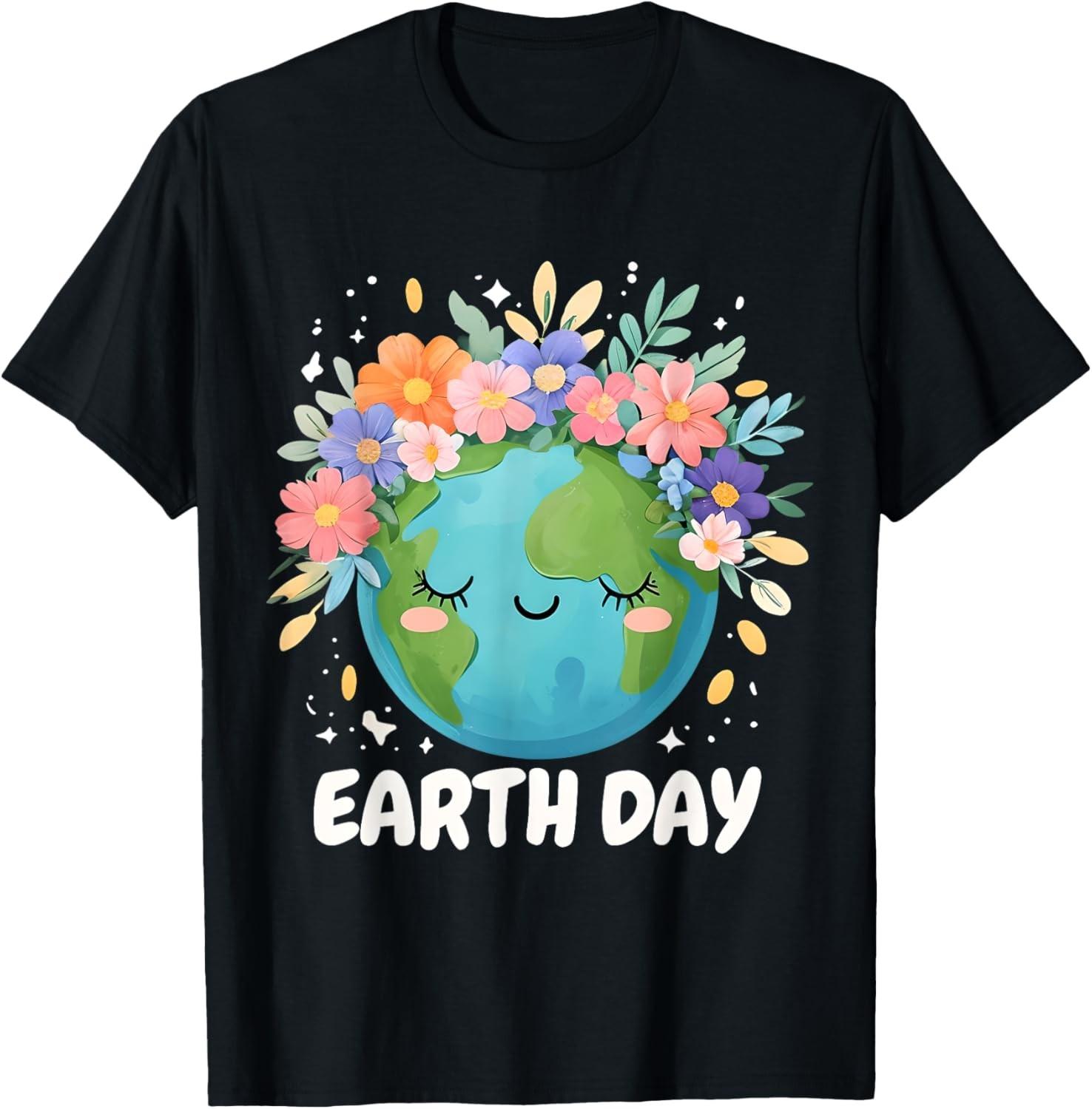 Earth Day Shirt Cute & Floral Planet Earth Day 2025 T-Shirt S разноцветный