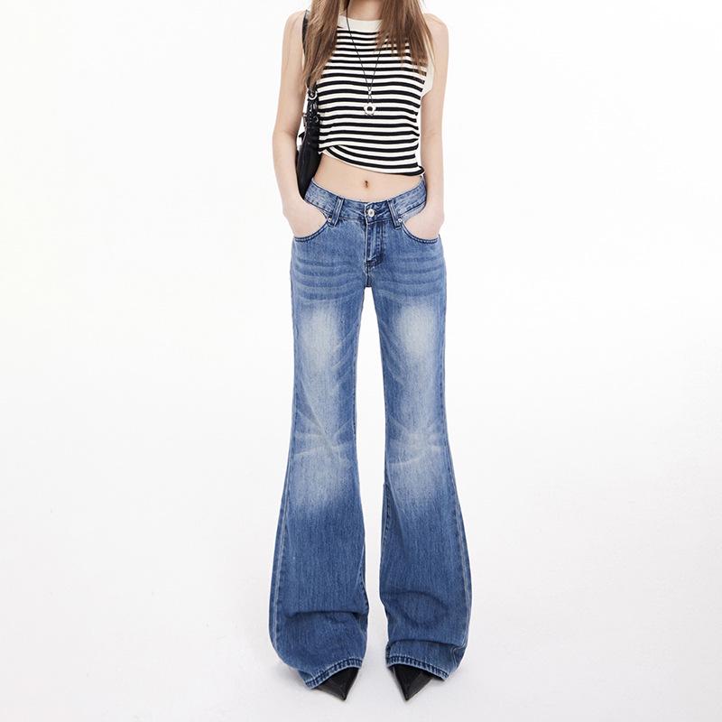 American Spicy Girl Low-Waist Micro-Flare Women's Jeans - 2025 Spring/Autumn Collection, Loose-Slim Fit