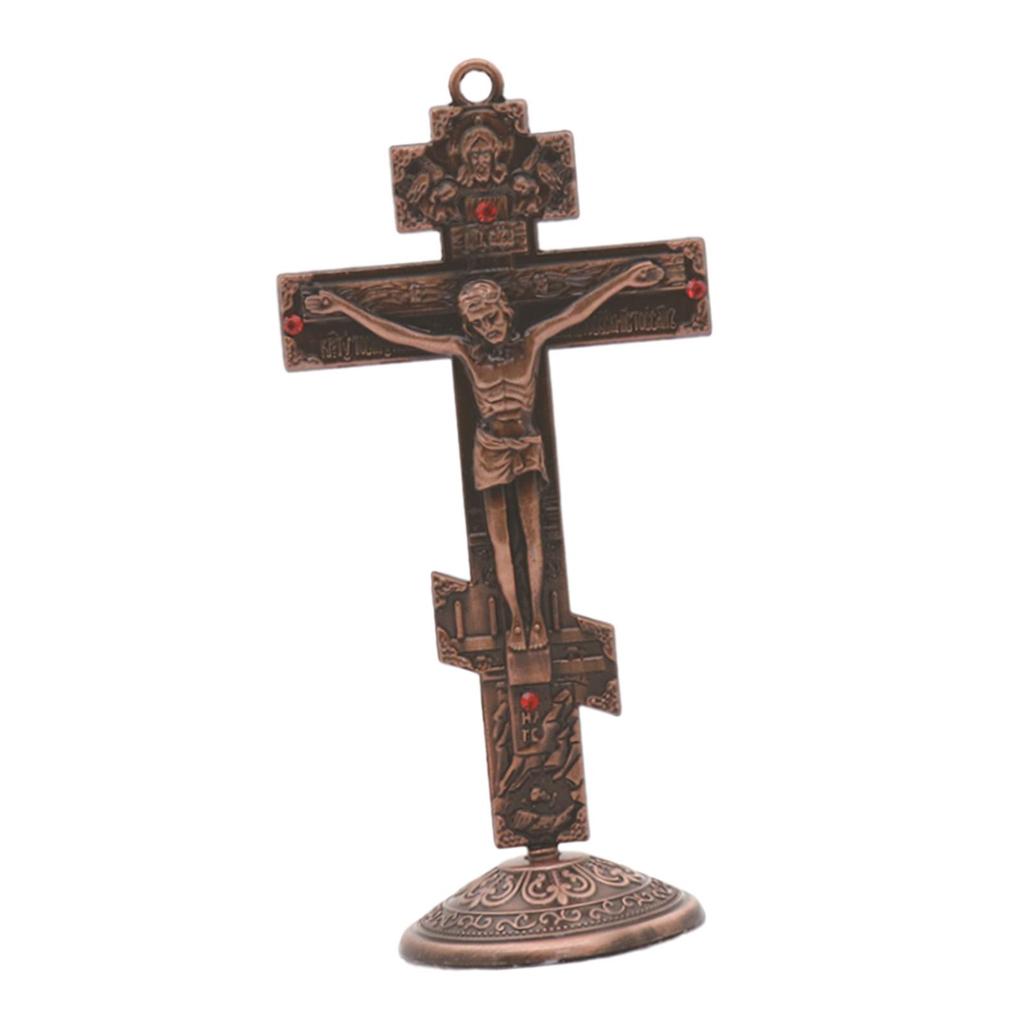 Christian Wall Mounted Ornament Antique Catholic Gifts Crucifix Wall Crosses for Bedroom Fireplace Tabletop Home Ornament