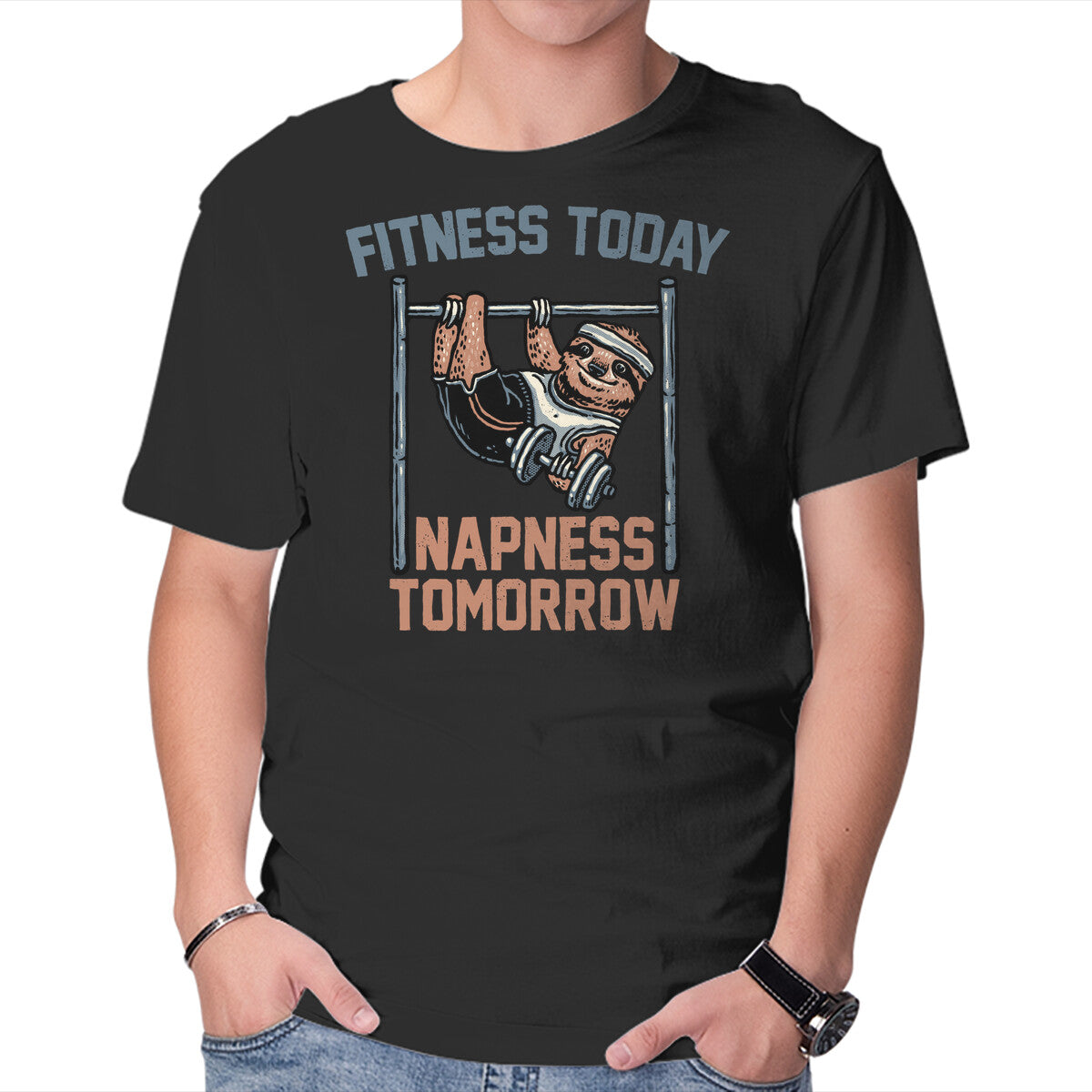 Unisex Crew Neck T-Shirt Fitness Today Napness Tomorrow Graphic Short Sleeve Casual Tee XS