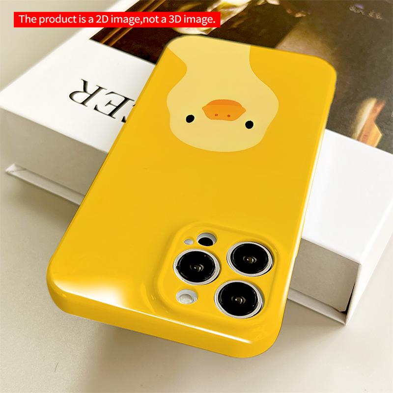 2DFlat Cute Yellow Duck Head Phone Case All Inclusive Film Hard iPhone Case, Compatible with iPhone 18 Pro Max 17 16 15 14 13 12 11