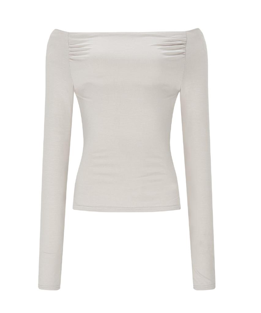 Peullijeunopallou Seni Long Off-Shoulder Top (Silver Beige)