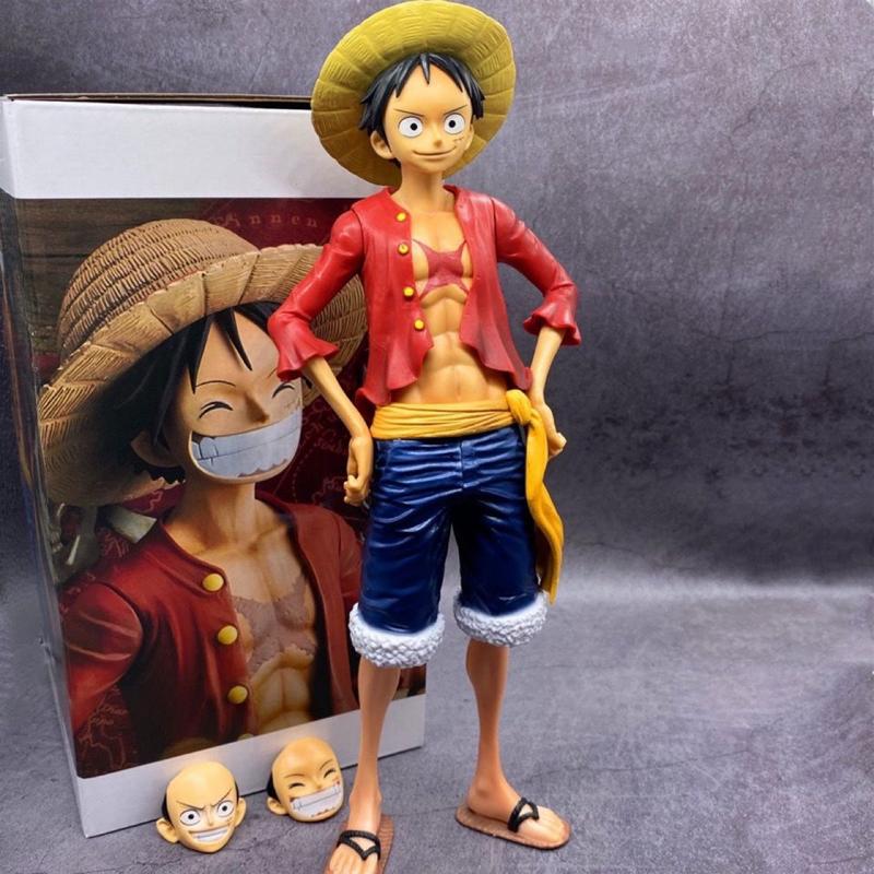 Hand-run Model Anime Laughing Luffy One Piece Can Change Face Super Big Luffy Smile Group Children Toy Collection