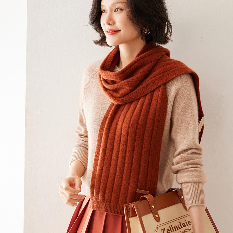 Women's 100% Pure Cashmere Scarf - New Autumn/Winter Style, High-Grade Solid Color, Warm and Stylish.