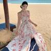 French Floral Dress Female High Sense Socialite Tube Top Irregular Fairy Dress Vacation Style Sexy Halter Dress