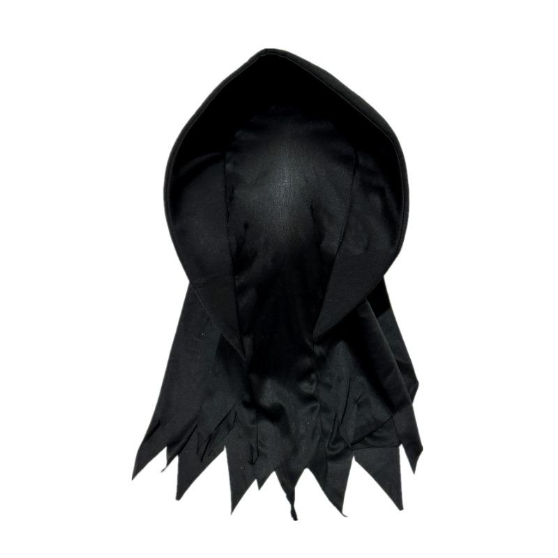 Halloween Grim Reaper Costume Black Hooded Spooky Ghost Robe Dress Up Costume Adult Cosplay Mask Scythe Prop Party