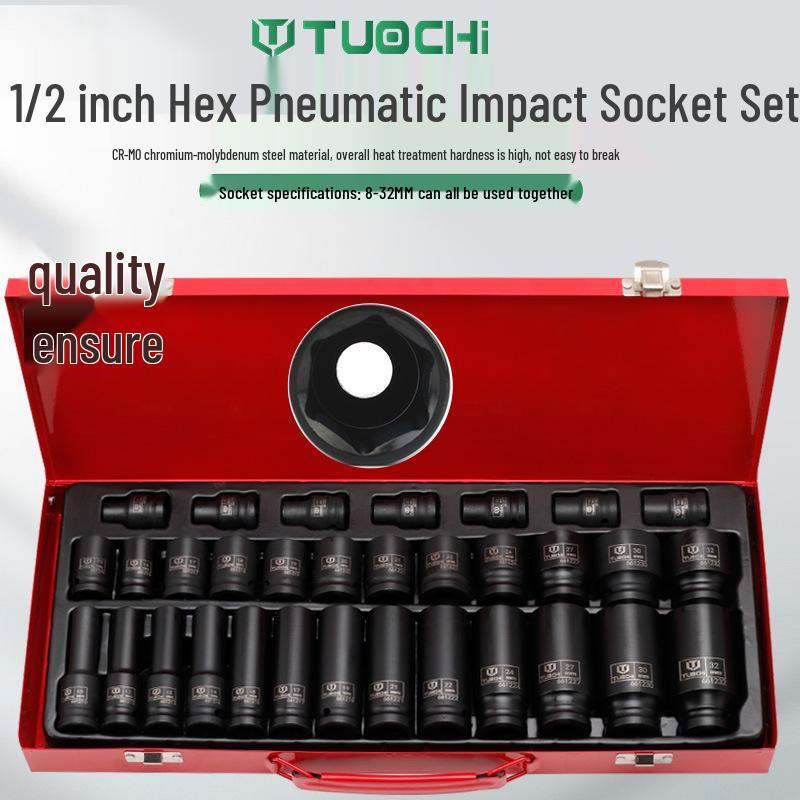 32-Piece Heavy-Duty 1/2" Impact Socket Set with Extended Hexagonal and Torx Sockets in Iron Box