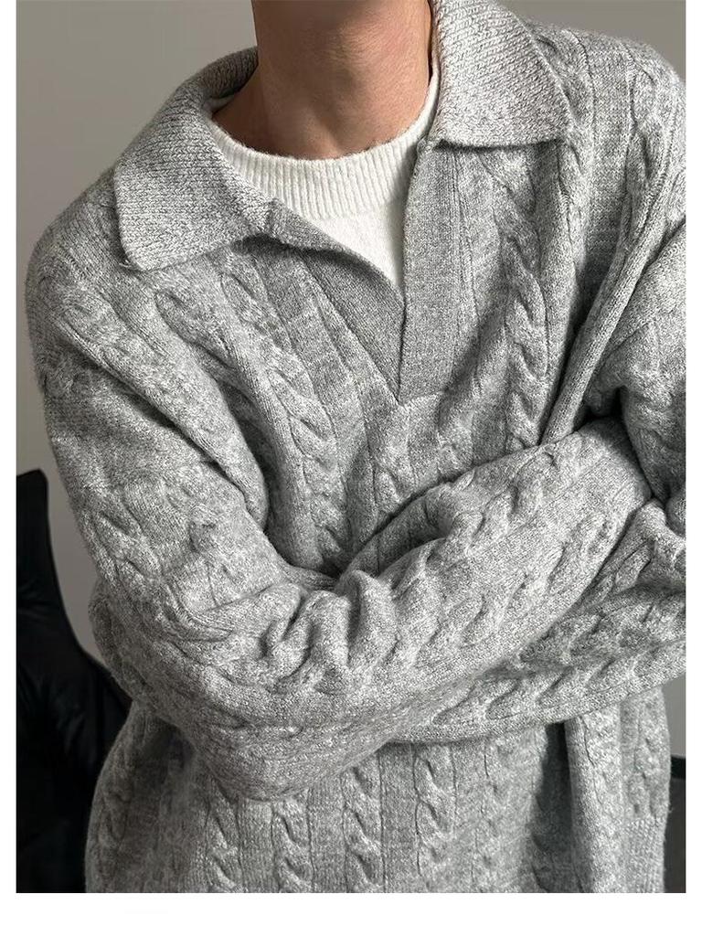 Herren Maillard-Farbe Zweiteiliger Strickpullover - High-End Herbst/Winter Revers-Pullover