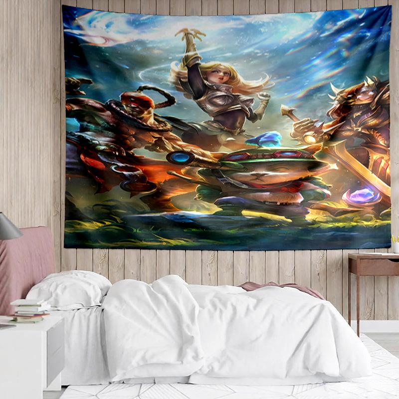 League of Legends Jinx Tapestry for Bedroom Aesthetic Classroom Tapestries Wall Hanging for Living Room Dorm Office,Ideal Creative Gift
