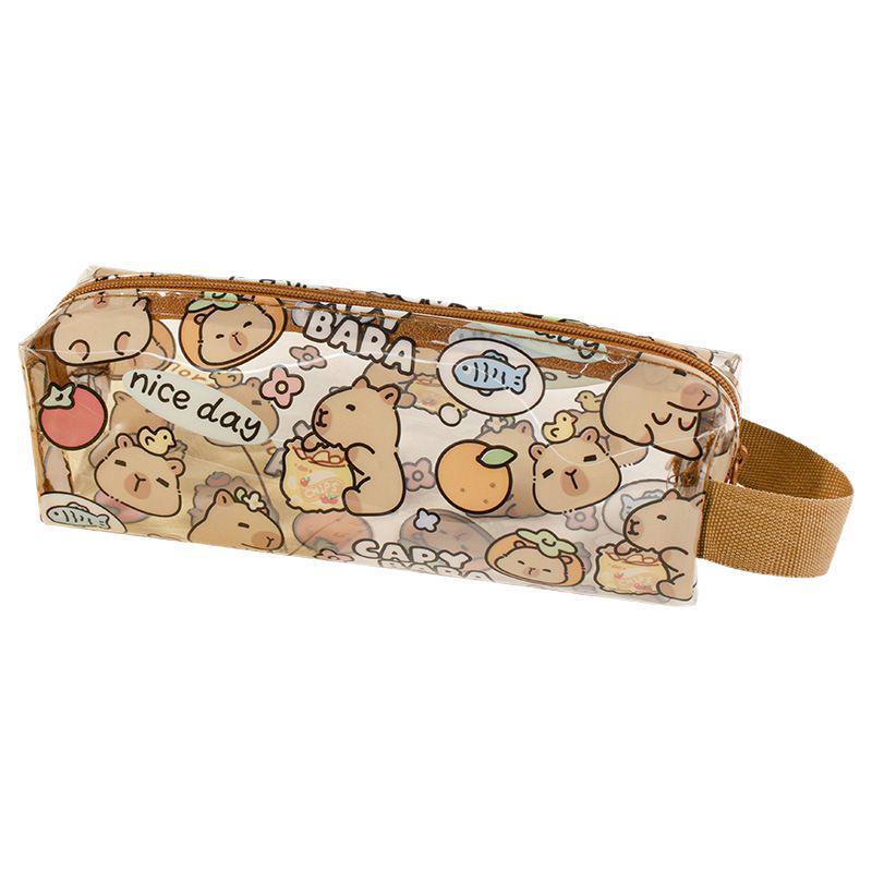 Xiaomeng Capybara Waterproof Transparent Pencil Case - Large Capacity for Primary Students