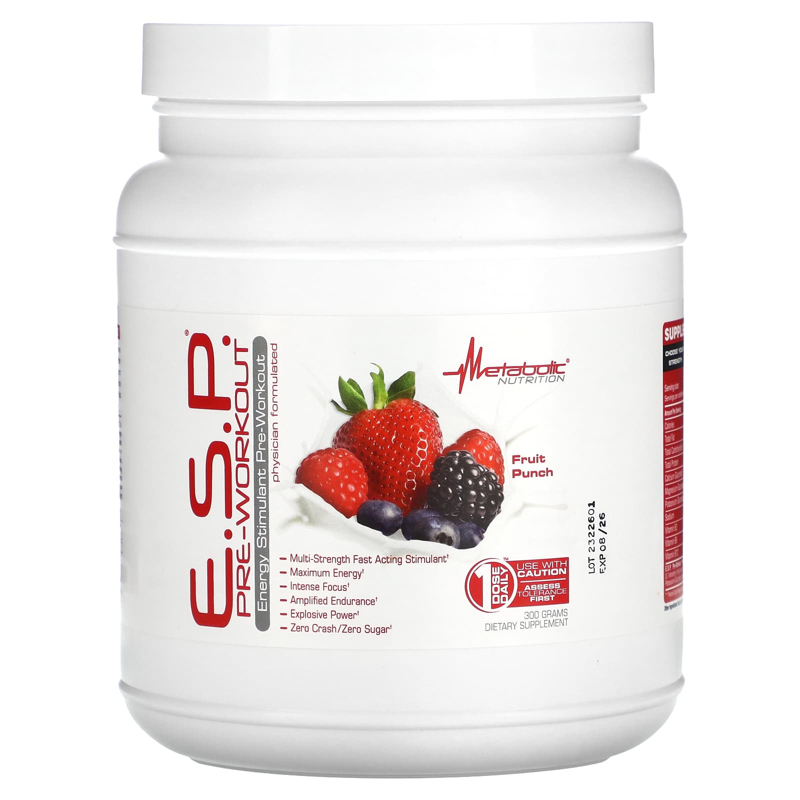 

Metabolic Nutrition, ESESP Pre-Workout Supplement, Fruit Punch, 300 g