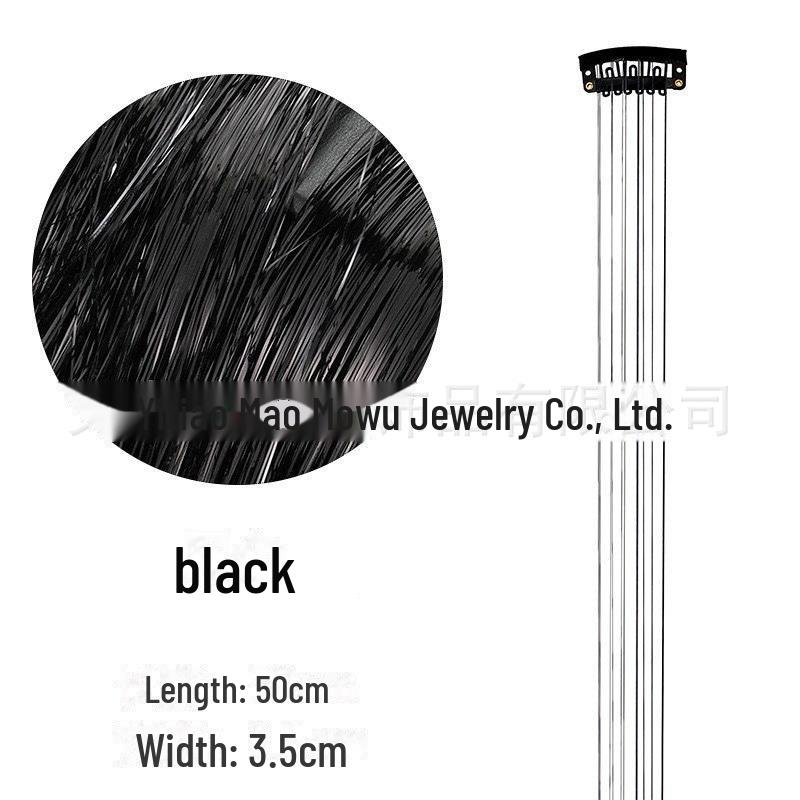 Set de extensii de păr cu beteală Laser Silk, format din 6 bucăți: Șuvițe aurii și argintii, fără cusur, colorate, cu sclipici