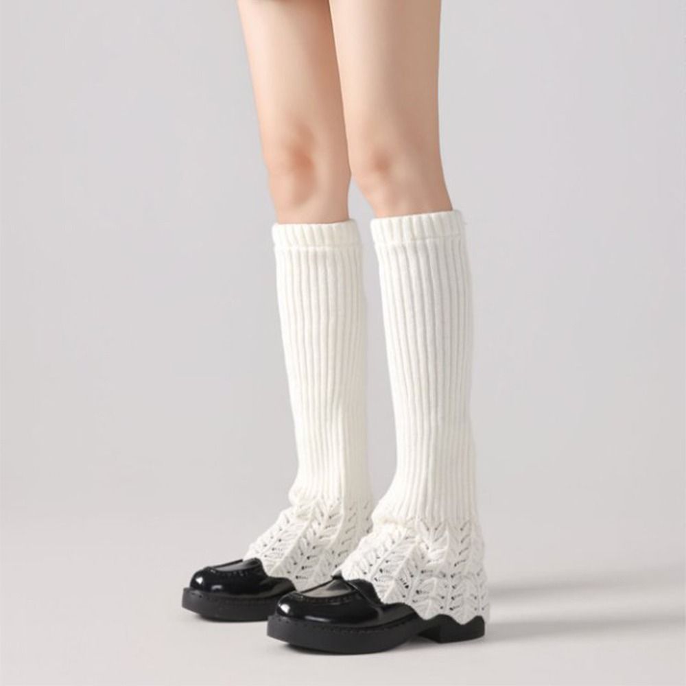 Sweet Women Knitted Leg Warmers Solid Color Girl's Boots Heap Socks Women's Foot Cover  JK Uniform