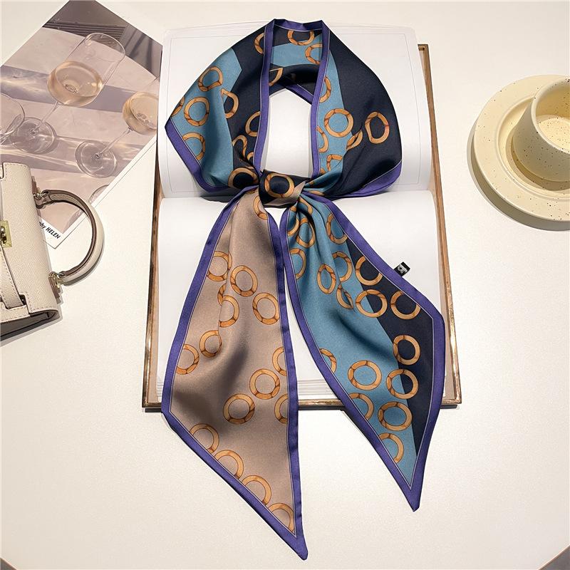 Luxury Long Neckerchief Skinny Hair Bands Women Silk Scarfs Fashion Headbands Bag Scarves Print Hairband Neck Scarf For Ladies