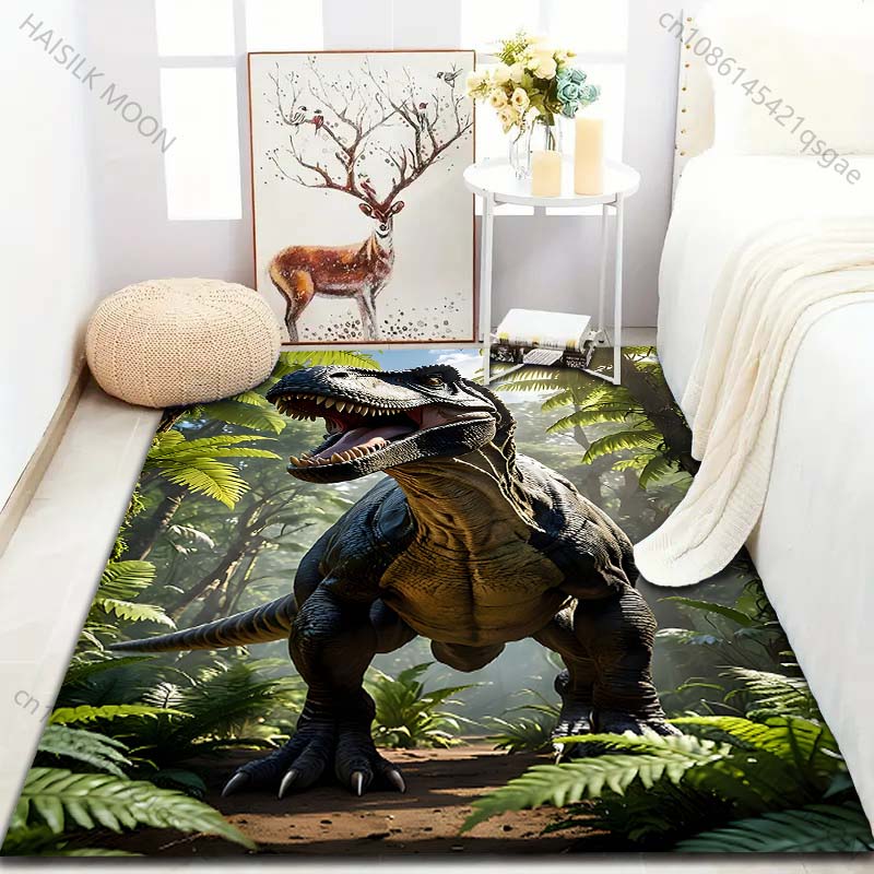 שטיח הדפסת טירנוזאורוס יער HD לחדר שינה סלון ליד המיטה ספה מחצלת רצפה עיצוב בית מודרני שטיח אזור גודל גדול