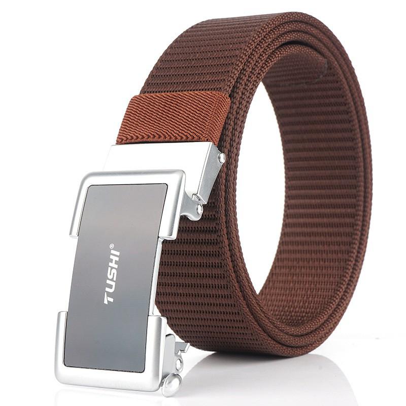 Canvas Jeans Men Belt Student Youth Korean Style Pants Casual Automatic Buckle Nylon