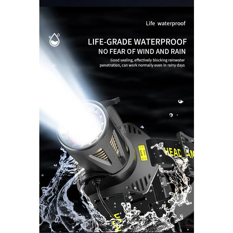 XHP360 High Power Fishing Headlamp USB Rechargeable LED Flashlights Camping Hiking Light Headlight Can Be Used As A Power Bank