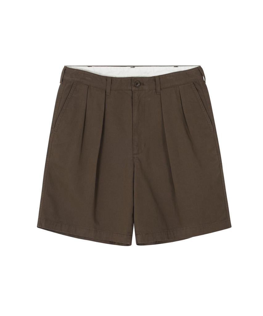 Yunibeosyeolobeolol Two Tuck Work Shorts Brown