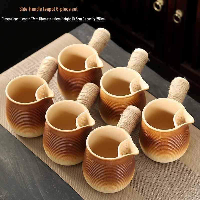 Fire-friendly Ceramic Tea Pot Set: Heat-resistant, perfect for roasting tea, boiling milk, and open flame cooking.