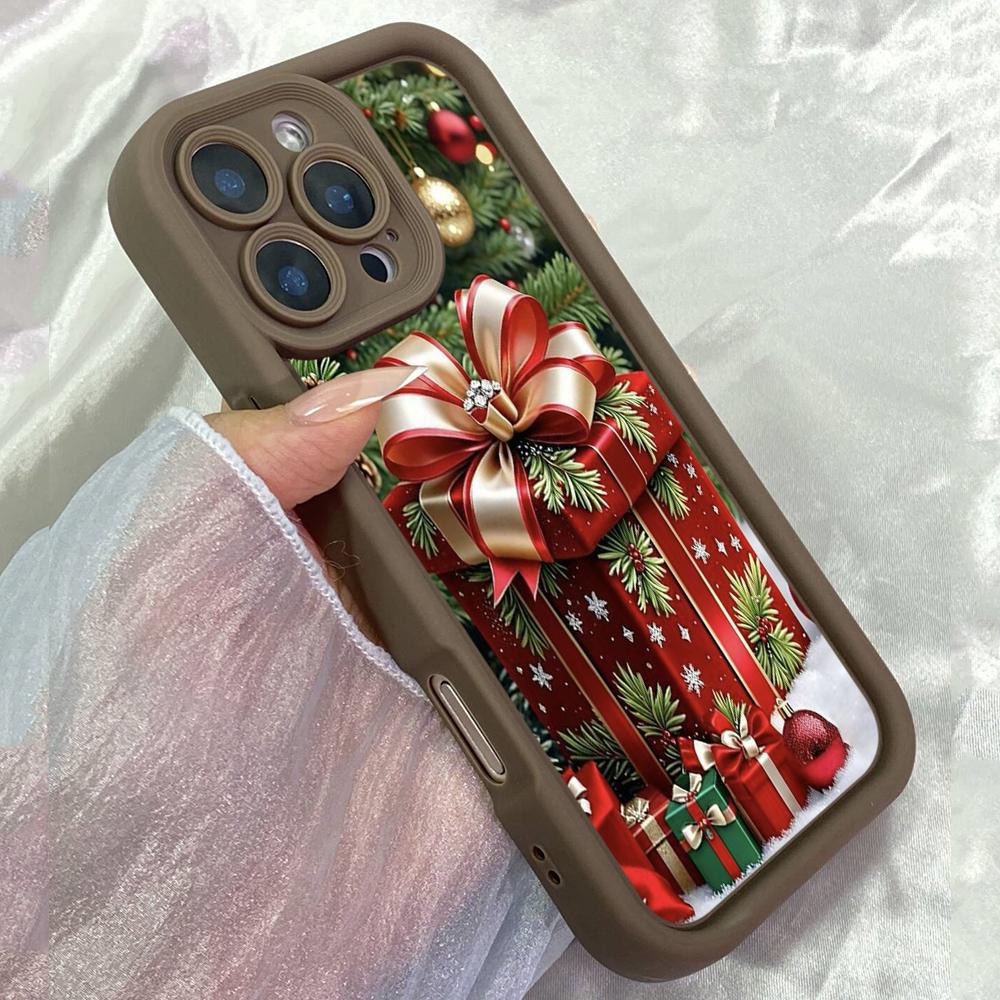 

JT298 Радісна Різдвяна Ялинка з Подарунками для iPhone 17 16 15 14 13 Pro Max Samsung S26 S25 Ultra A17 A16 A07 A56 A15 A06 Xiaomi 15T Redmi 15c М який Чохол Redmi 15C 4G/5G(171.6) коричневий