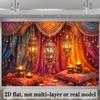 2D Arabian Nights Background Cloth Moroccan Lantern Diwali Candle Tapestry Wall Hanging