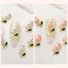 10Pcs Metal Tulips Nail Art Charms, 3D French Floral Flower Jewelry for Manicure Designs Decoration