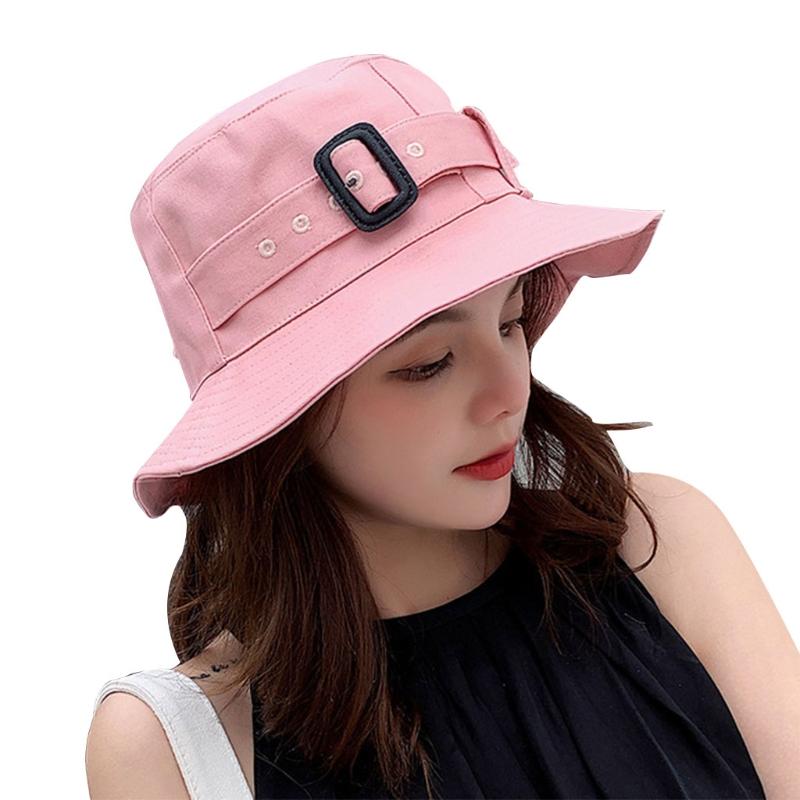 Color Bucket Hat Elegant Buckle Belt 