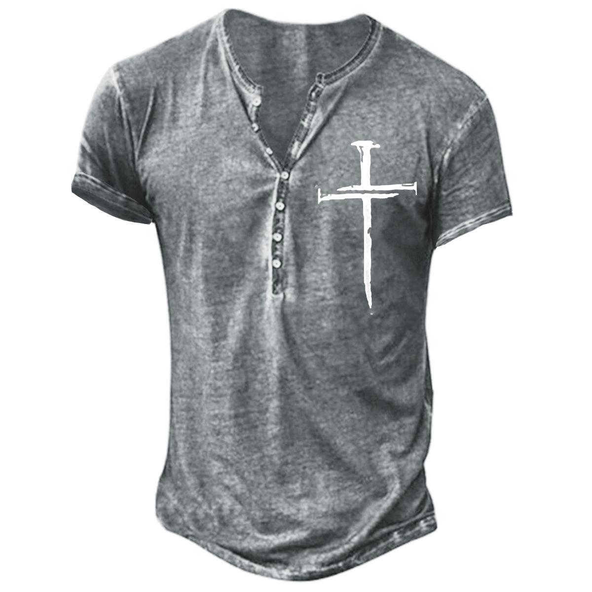 

Велика чоловіча повсякденна футболка без коміра з коротким рукавом і 3D-принтом весна/літо 2022 3XL