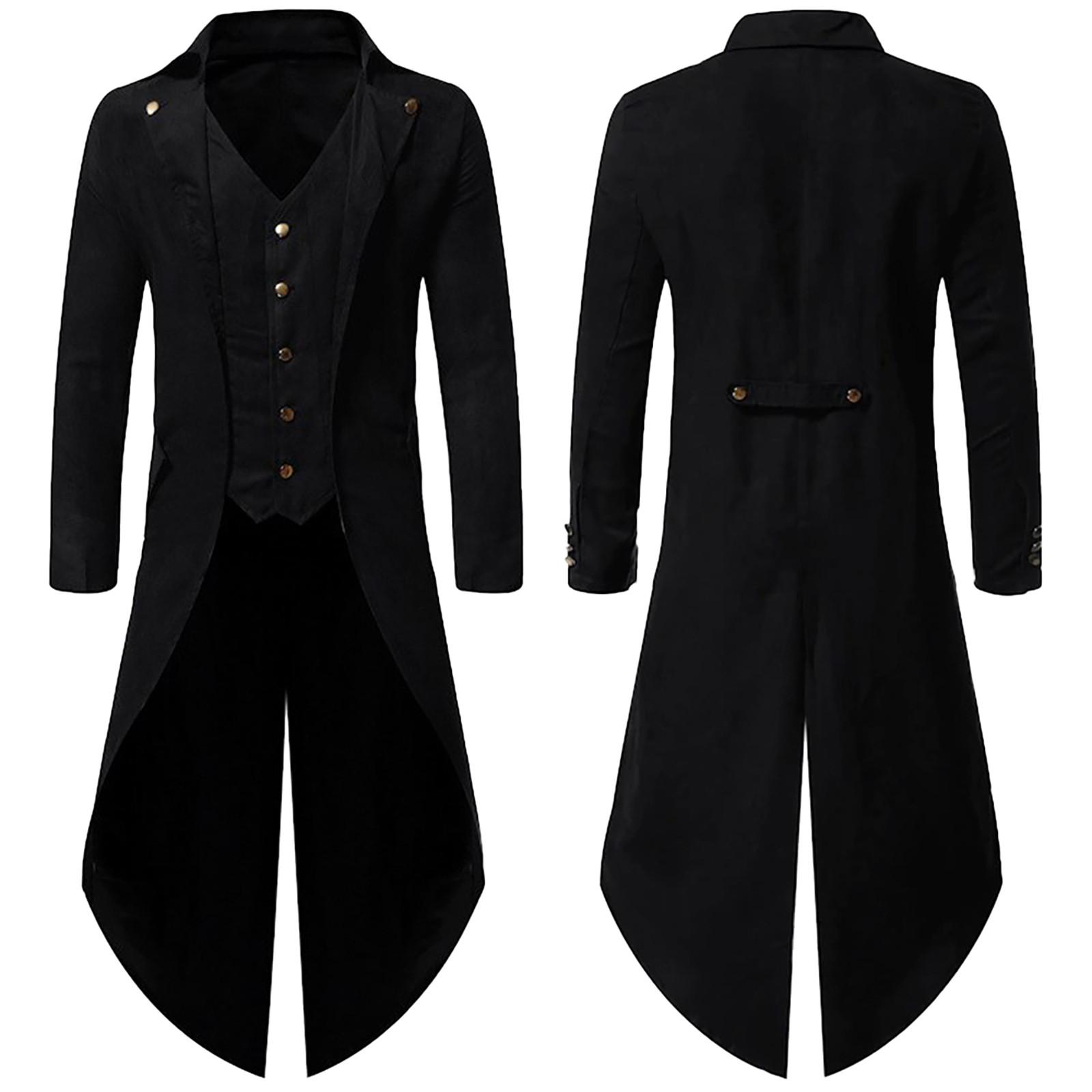 

Men s Women s Unisex Gothic Windbreaker Retro Tuxedo Literary Retro Pirate Coat XXL чорний