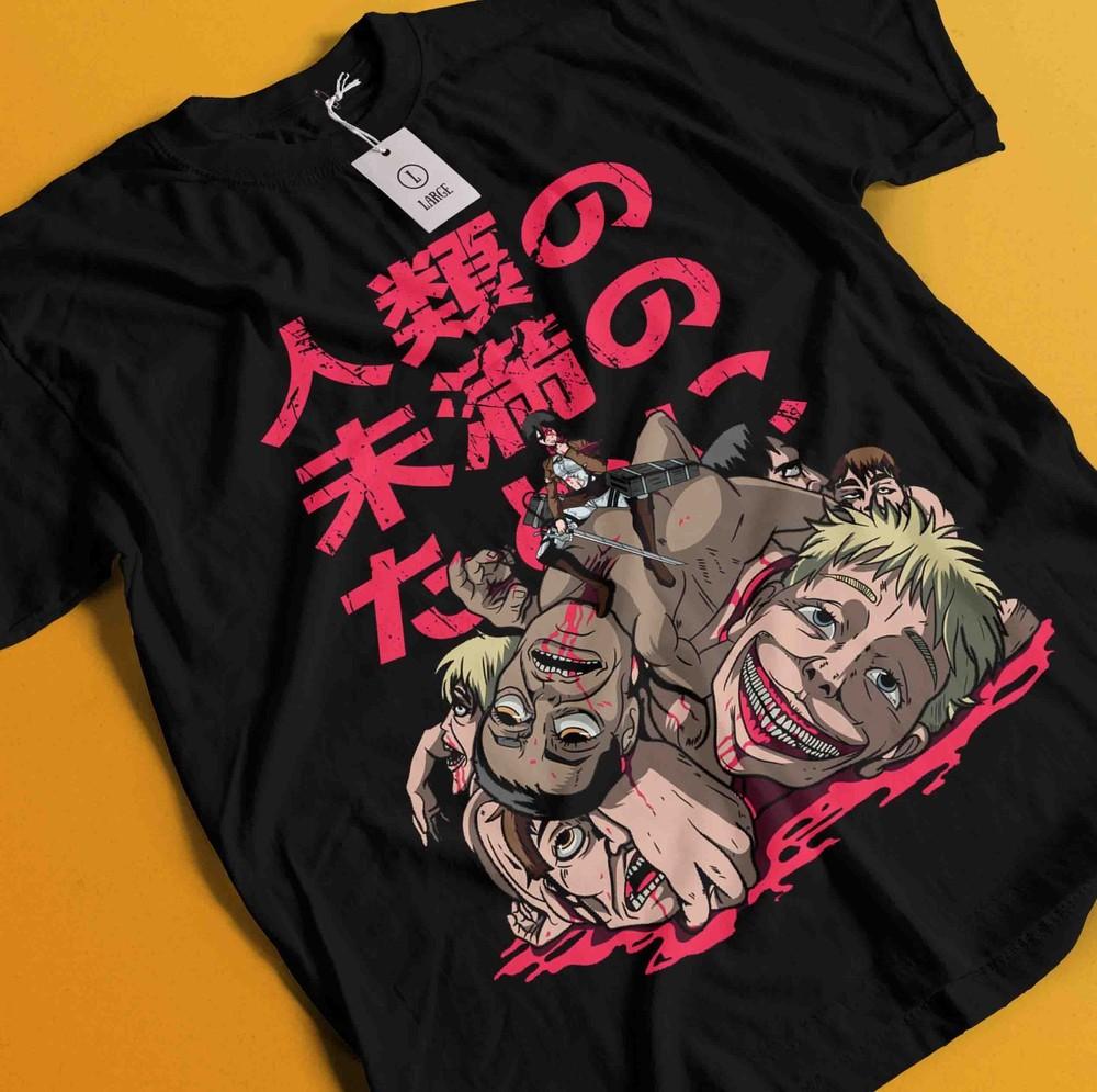 

Футболка Атака Титанов Микаса Футболка Эрен Леви Футболка АОТ Эрвин Ханге Армин Футболка 2XL