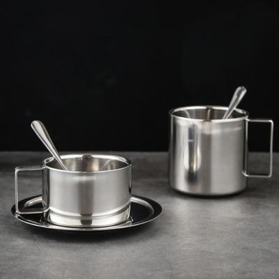 Portable Stainless Steel Coffee Cup Set 180/200/280ml Double Wall Tea Cup Hot Resistant Smooth Surface Espresso Cup Gift Idea