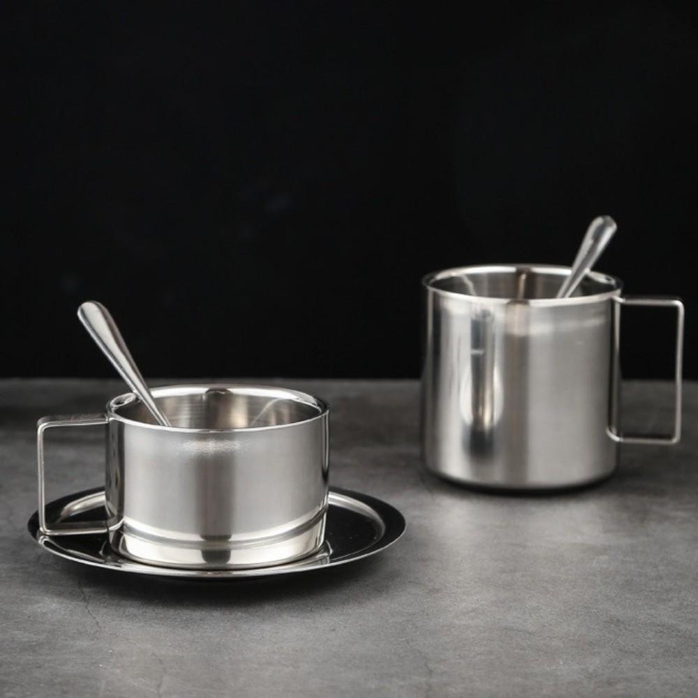 Stainless Steel Coffee Cup Set Double Wall Espresso Cup Portable Tea Cup  Office