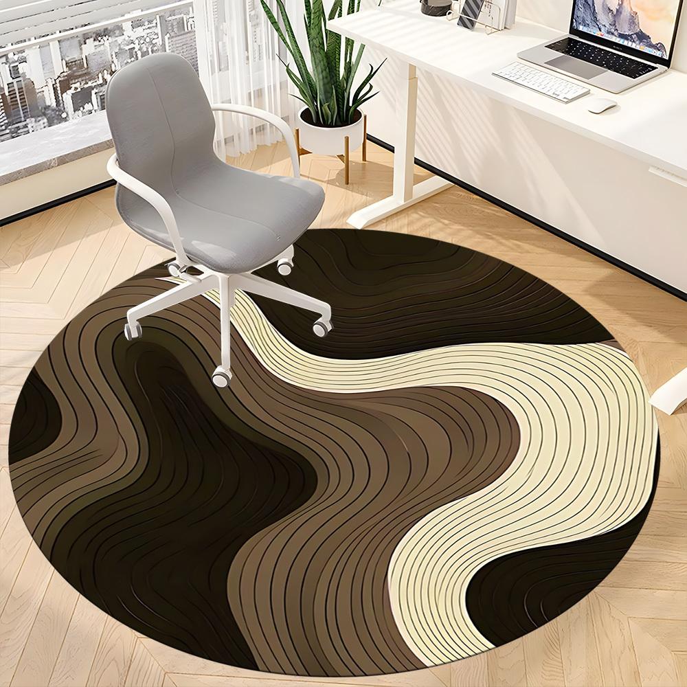 1pc Wave Form Office Round Area Rug, Indoor Mat Suitable For Office, Under Office Chairs Bedroom Living Room Home Decor, Room Deco
