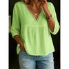 TIFICY Women's Fashion Casual Summer Spring Solid Color Print 3/4 Sleeves V-Neck Blouses & Shirts