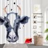 Shower Curtain Watercolor Cow Face Farmhouse Style Bath Decor Waterproof Fabric Boho Rustic Home Accessories Kitchen Living Room