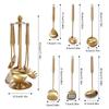 7-Piece Gold Stainless Steel Kitchen Utensil Set with Holder Non Stick Pan Safe Cooking Tools Gift for Home Chef