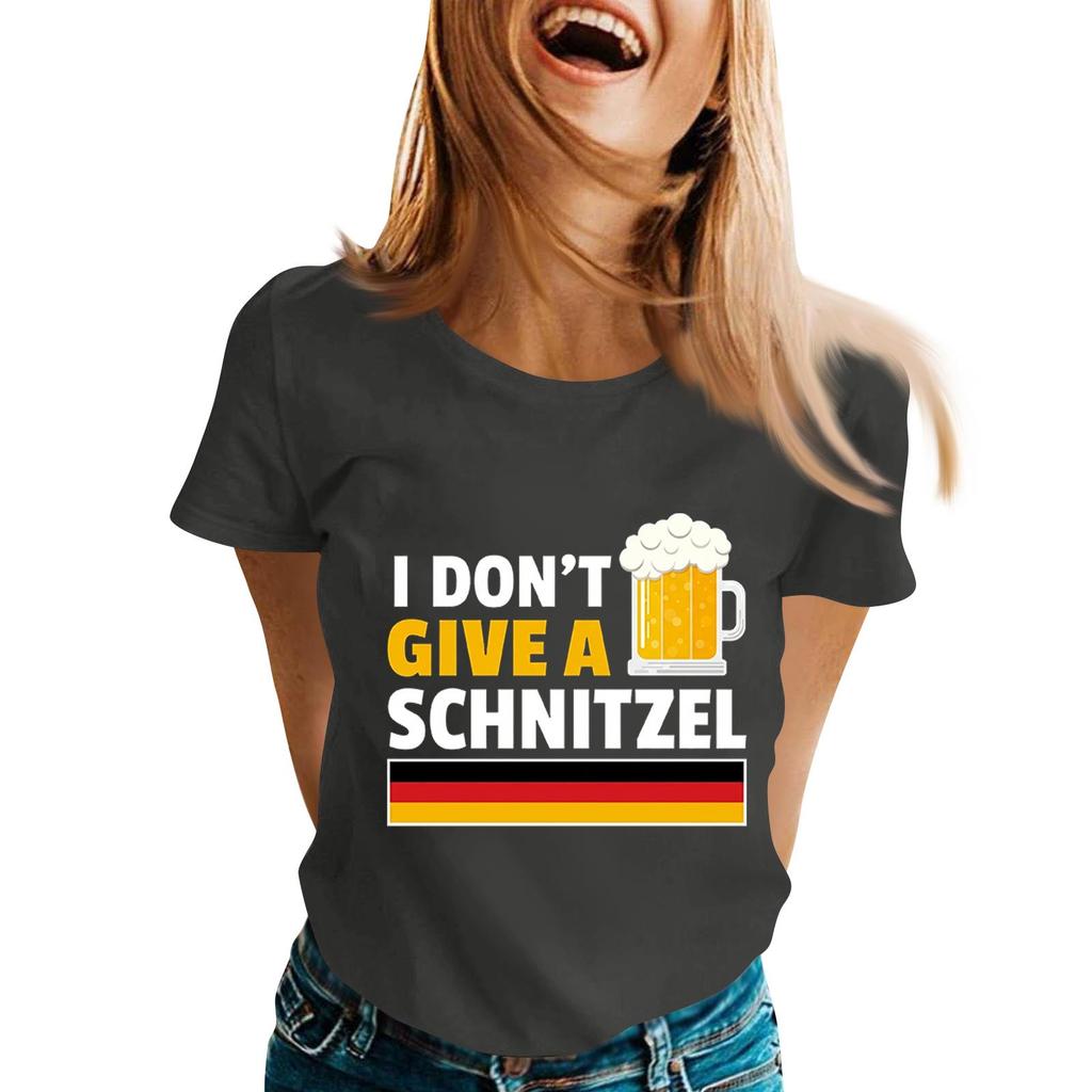 Oktoberfest Letter Print T-Shirt for Men Women, Casual Short Sleeve Tee