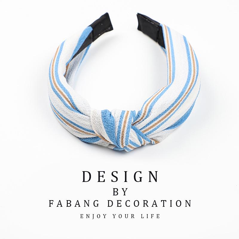 Korean Style Women's Striped Criss-Cross Bow Headband for Yoga & Face Washing