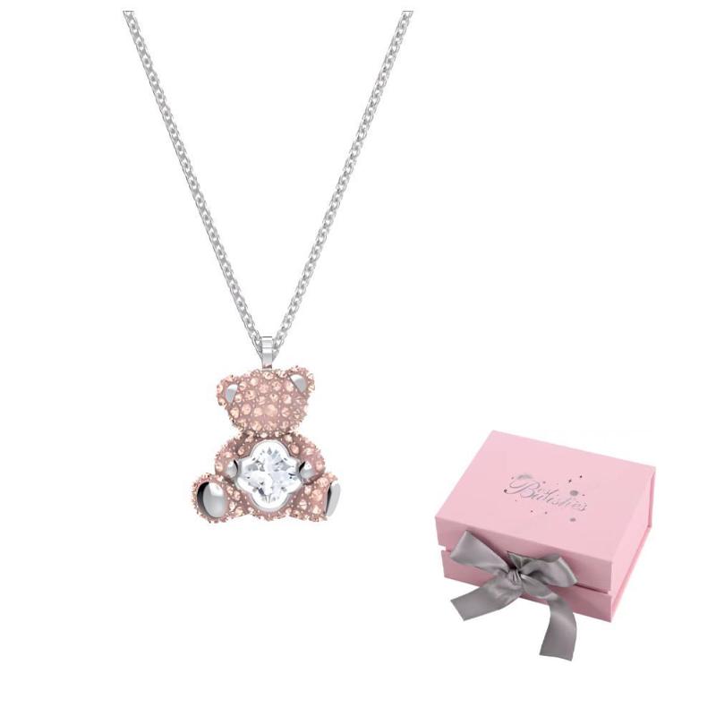 Swarovski Necklaces Womens Pink F-Pink bow gift box розовый