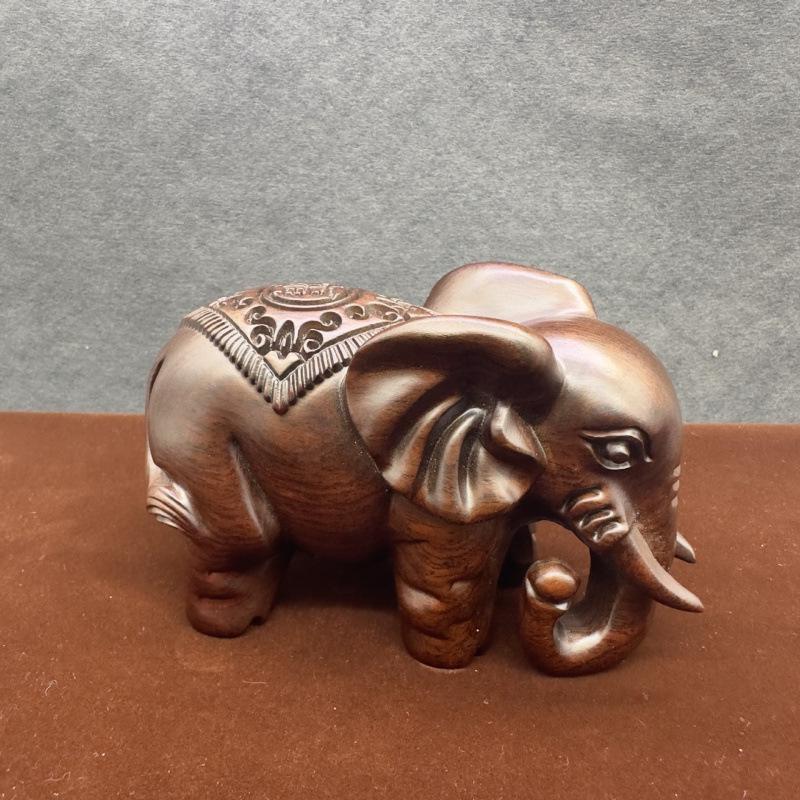 Ebony Solid Wood Elephant Carving Home & Office Decor Pair 6cm Single