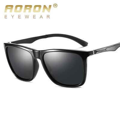 aoron Polarisierte Sonnenbrille, klassische quadratische verspiegelte Sonnenbrille mit Metallrahmen, UV400-Schutz für Männer und Frauen
