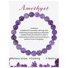 8mm Amethyst & Agate Elastic Beaded Bracelet - Natural Stone Jewelry
