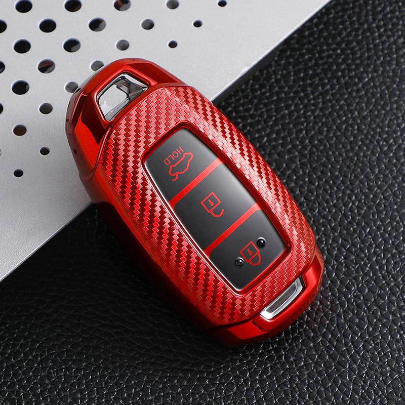 TPU Carbon Fiber Car Key Cover Case Shell for Hyundai I30 Ix35 Kona Encino Solaris Azera Grandeur Ig Accent TM Palisade Santa Fe