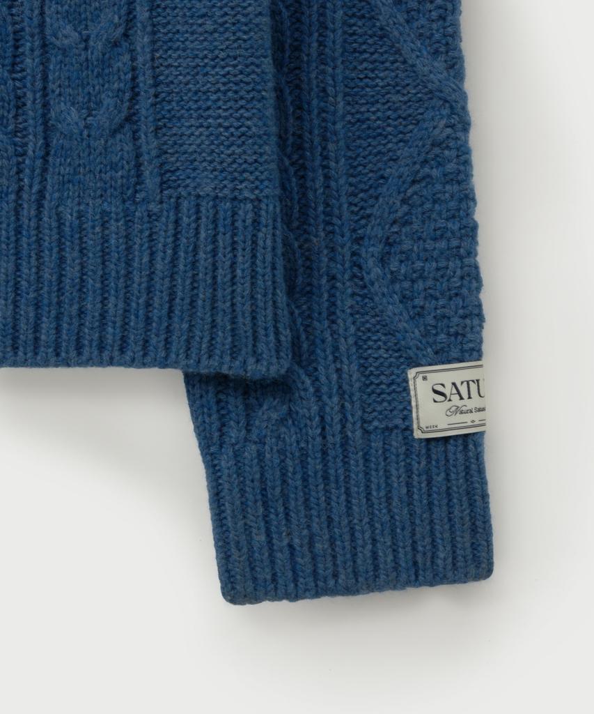 Seteo Big Cable Fisherman Pullover Knit Blue